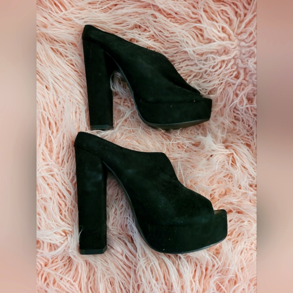 Faux Suede high heel slip on shoes